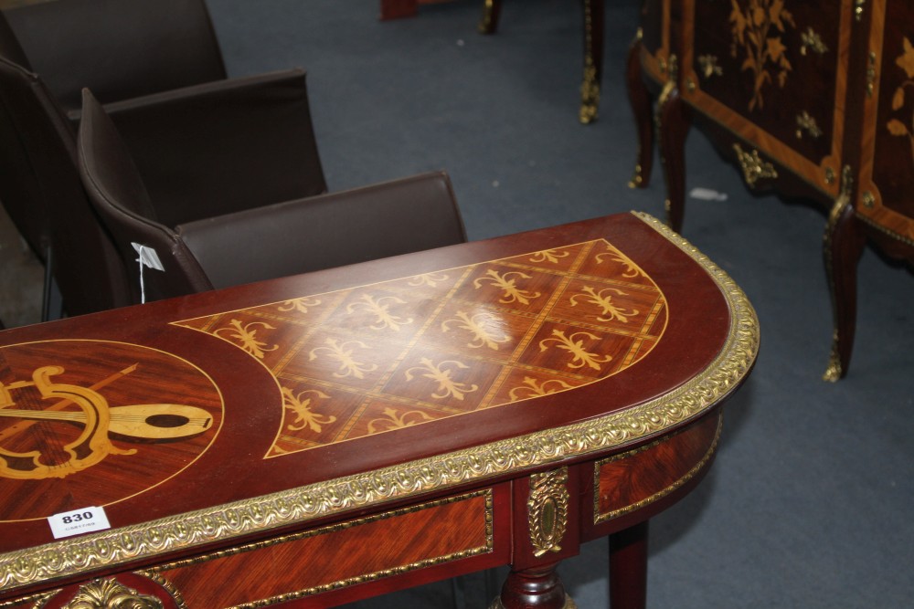 A Meuble Francais marquetry console table, W.130cm D.39cm H.80cm